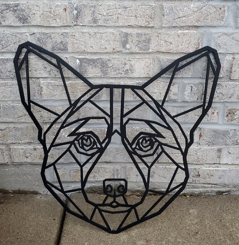 Geometric Corgi Metal Art