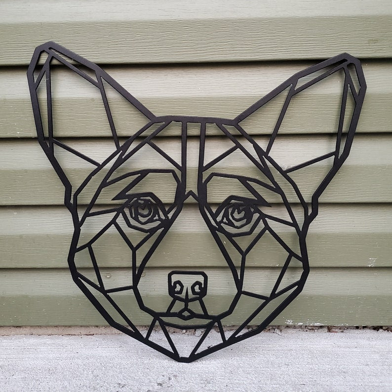 Geometric Corgi Metal Art