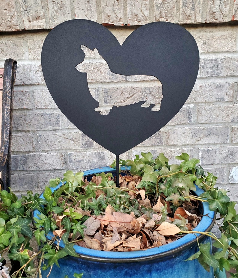 Heart Yard Sign With Corgi Outline