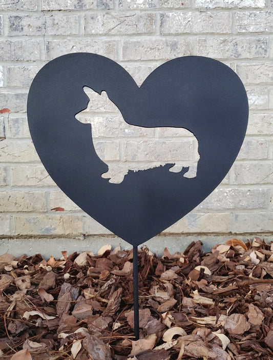 Heart Yard Sign With Corgi Outline