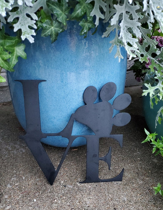 Dog "Love" Metal Wall Art